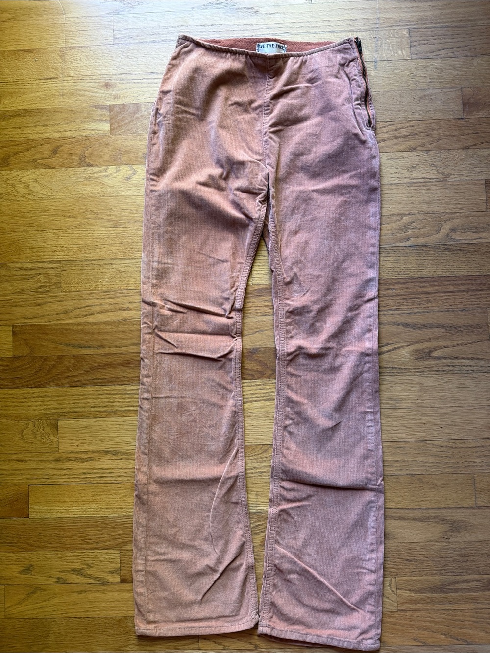 Free People Corduroy Wide-Leg Jeans in Dusty Rusty Pink